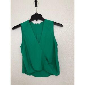 BB Dakota Green Sleeveless Wrap Top Blouse XS Casual Party‎